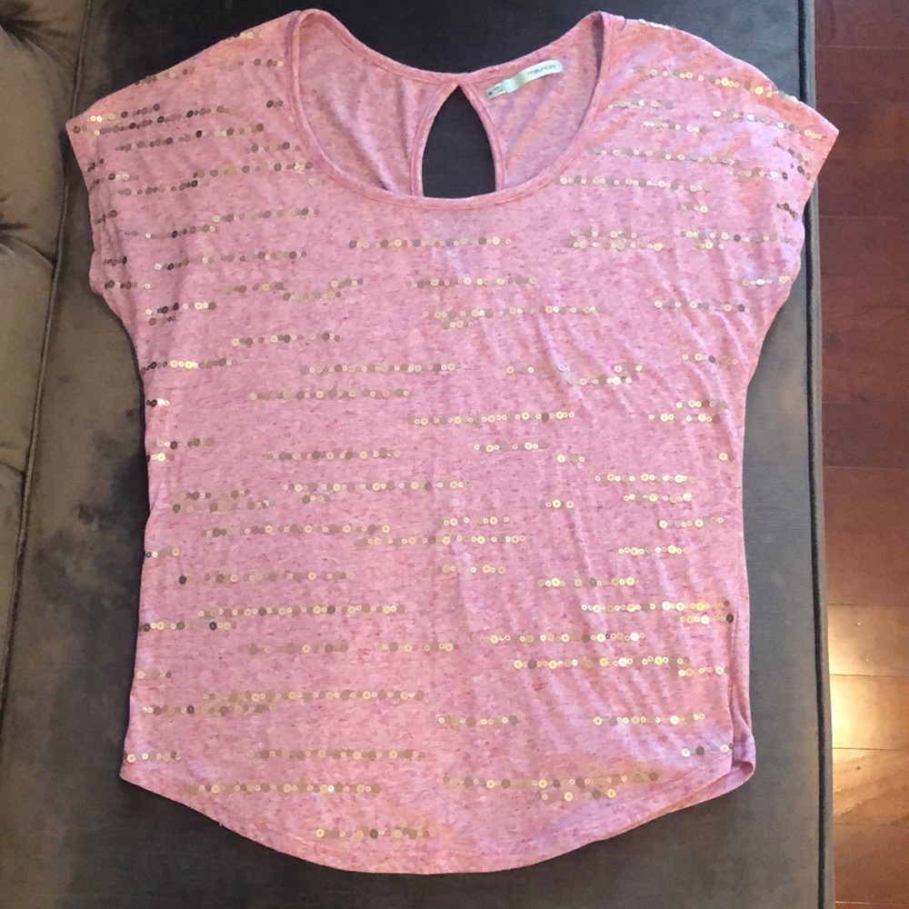 Maurices Sequin Key Hole Back Tee